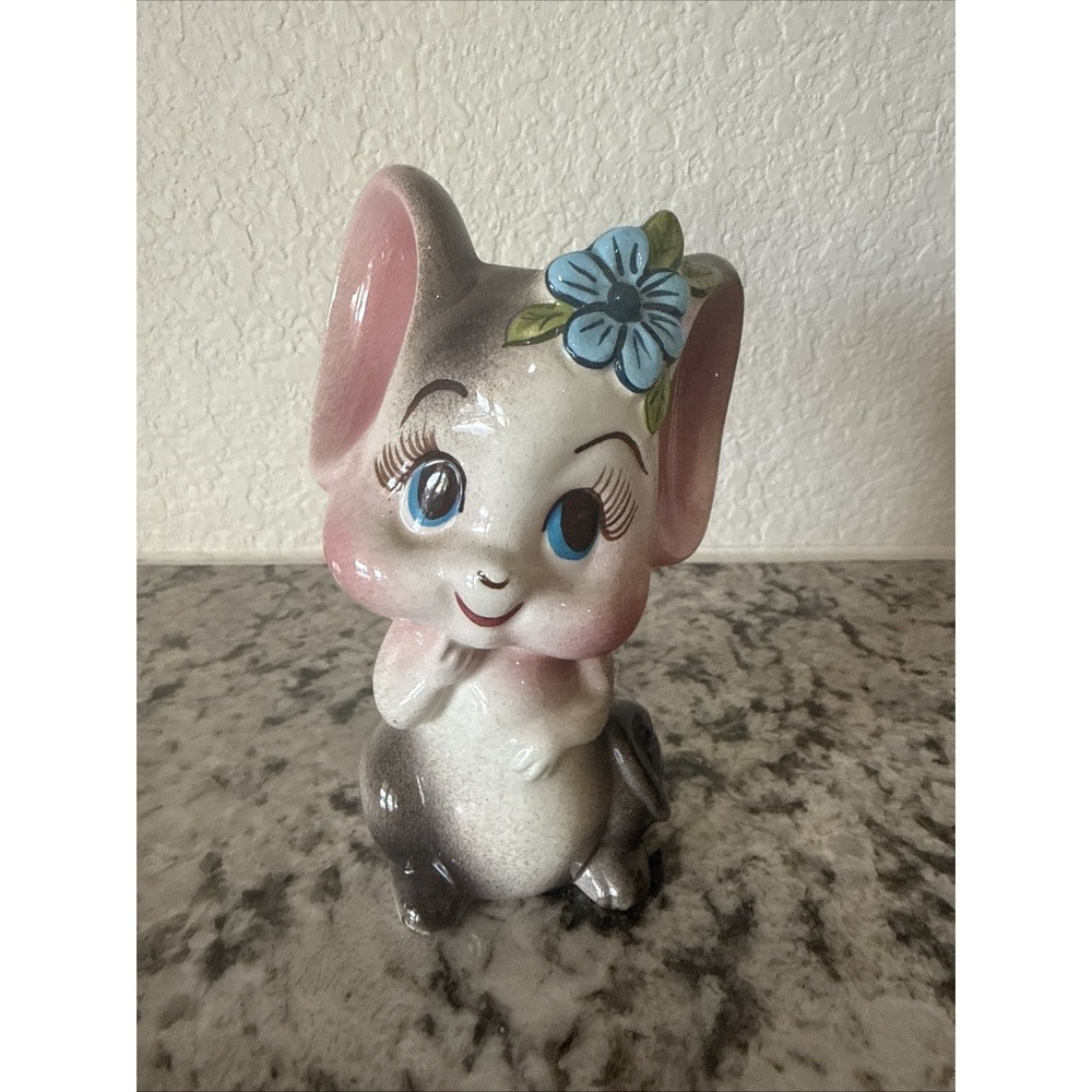 VTG Anthropomorphic Ceramic Kitsch Big Eyes Arnart Mouse Figurine